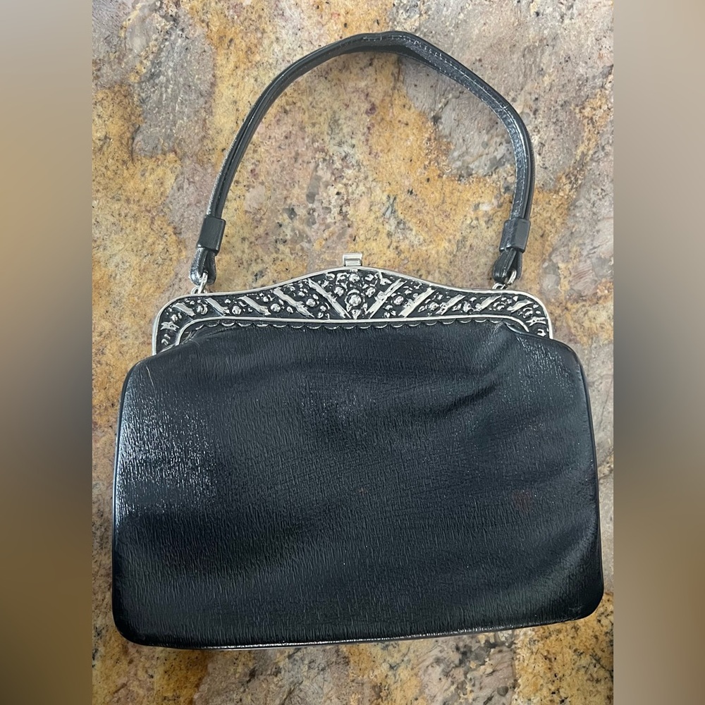 Elegant Gorgeous evening Handbag Vintage black with silver accent